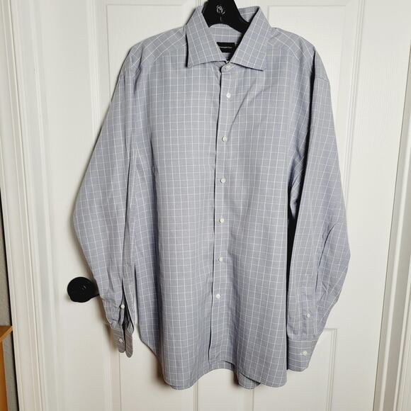 Ermenegildo Zegna Other - Ermenegildo Zegna Shirt Mens 17 43 Blue White Plaid Regular Fit Business Career